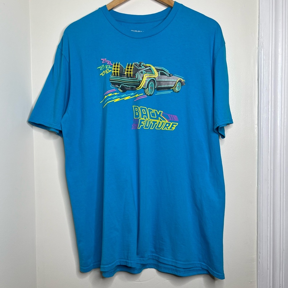 Universal Studios Back to the Future T Shirt Blue Men’s XL DeLorean Retro McFly
